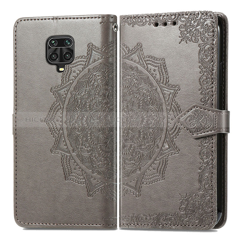 Coque Portefeuille Motif Fantaisie Livre Cuir Etui Clapet pour Xiaomi Redmi Note 9 Pro Max Gris Plus