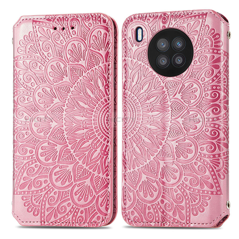 Coque Portefeuille Motif Fantaisie Livre Cuir Etui Clapet S01D pour Huawei Honor 50 Lite Or Rose Plus