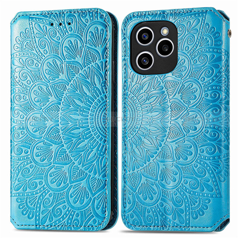 Coque Portefeuille Motif Fantaisie Livre Cuir Etui Clapet S01D pour Huawei Honor 60 SE 5G Bleu Plus