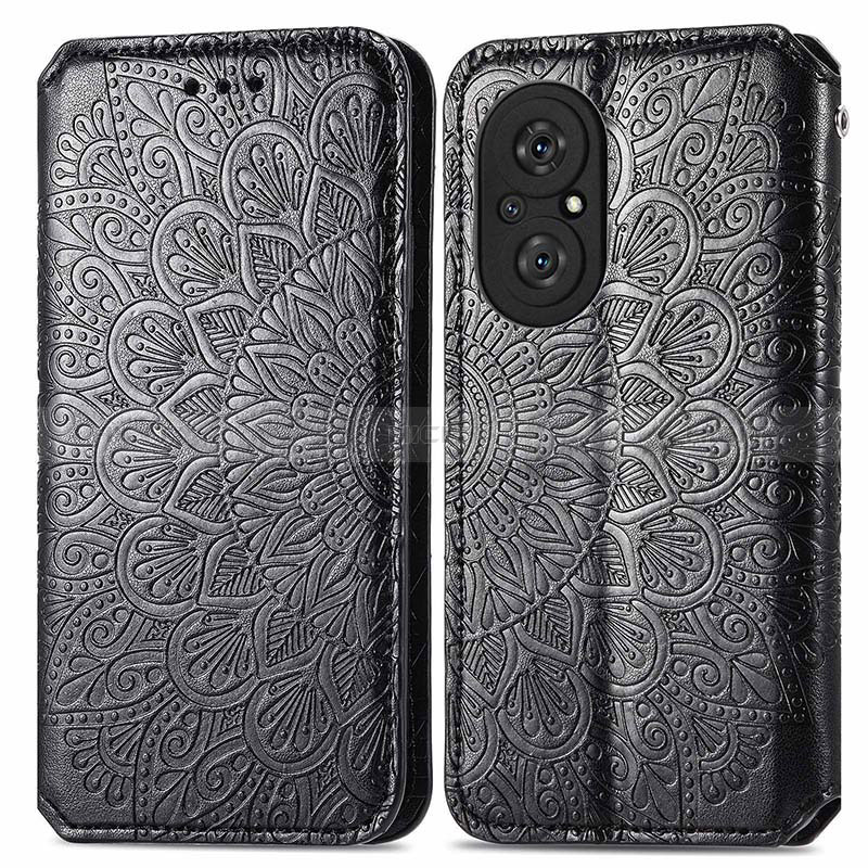 Coque Portefeuille Motif Fantaisie Livre Cuir Etui Clapet S01D pour Huawei Nova 9 SE Noir Plus