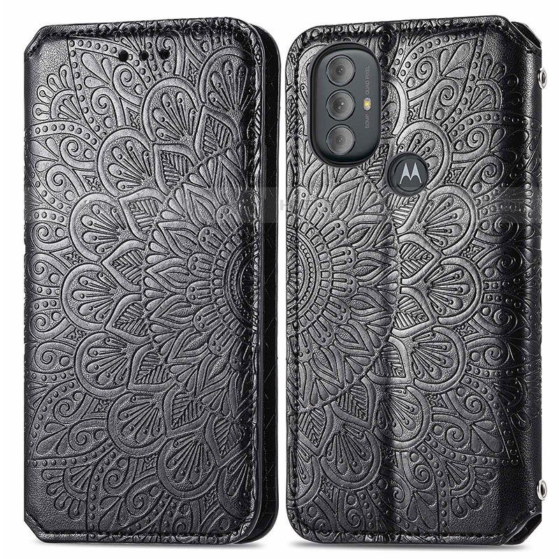 Coque Portefeuille Motif Fantaisie Livre Cuir Etui Clapet S01D pour Motorola Moto G Play (2023) Noir Plus