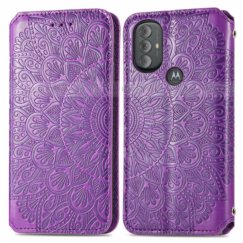 Coque Portefeuille Motif Fantaisie Livre Cuir Etui Clapet S01D pour Motorola Moto G Play (2023) Violet Plus