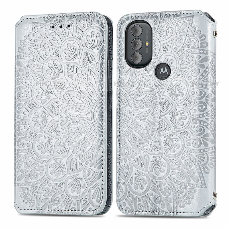 Coque Portefeuille Motif Fantaisie Livre Cuir Etui Clapet S01D pour Motorola Moto G Play Gen 2 Argent Plus