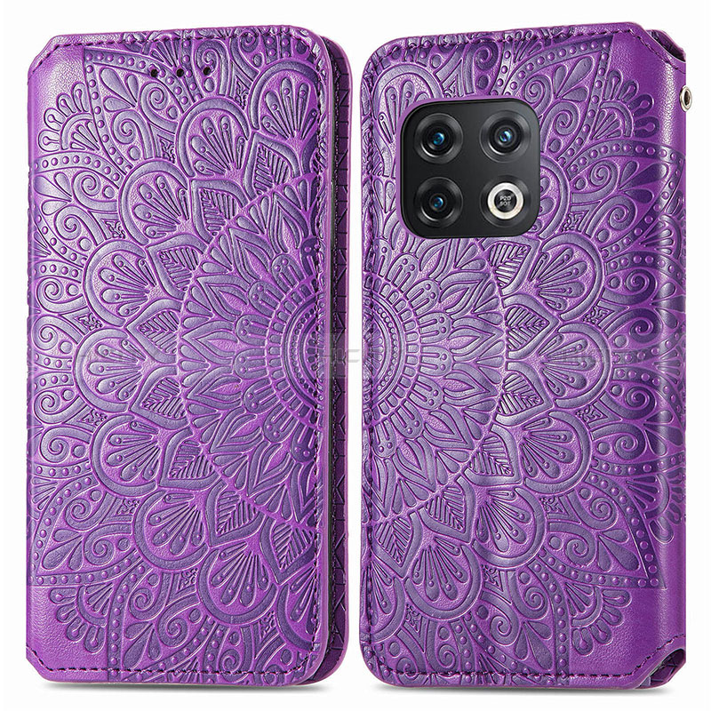 Coque Portefeuille Motif Fantaisie Livre Cuir Etui Clapet S01D pour OnePlus 10 Pro 5G Violet Plus