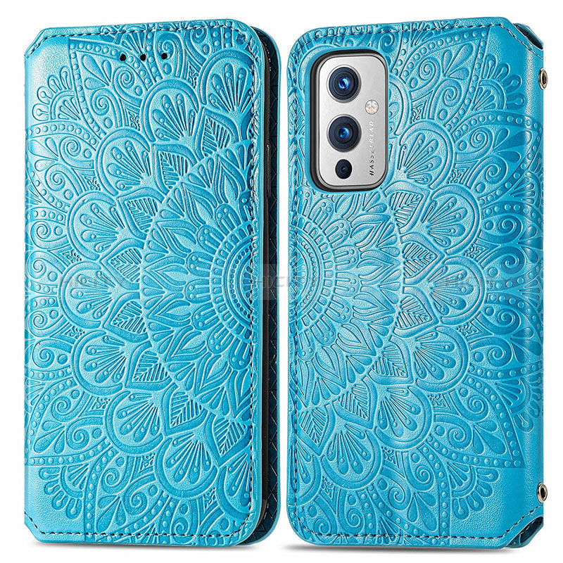 Coque Portefeuille Motif Fantaisie Livre Cuir Etui Clapet S01D pour OnePlus 9 5G Bleu Plus