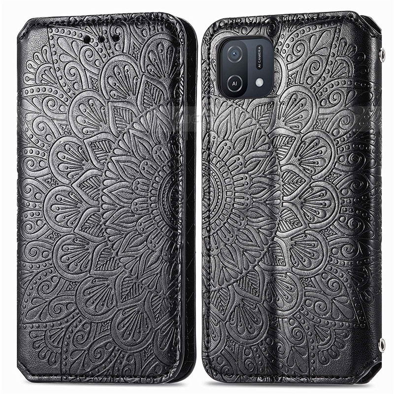 Coque Portefeuille Motif Fantaisie Livre Cuir Etui Clapet S01D pour Oppo A16K Noir Plus