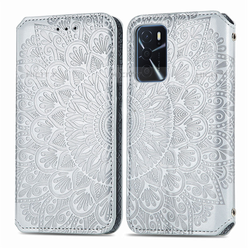 Coque Portefeuille Motif Fantaisie Livre Cuir Etui Clapet S01D pour Oppo A16s Argent Plus