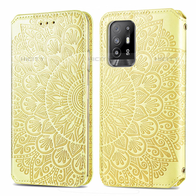 Coque Portefeuille Motif Fantaisie Livre Cuir Etui Clapet S01D pour Oppo A94 5G Or Plus