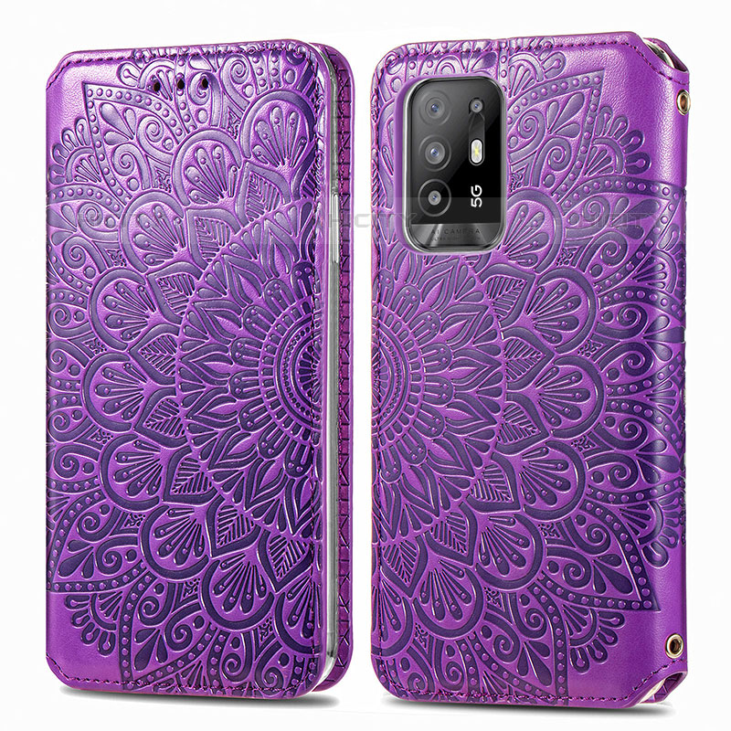 Coque Portefeuille Motif Fantaisie Livre Cuir Etui Clapet S01D pour Oppo A94 5G Violet Plus