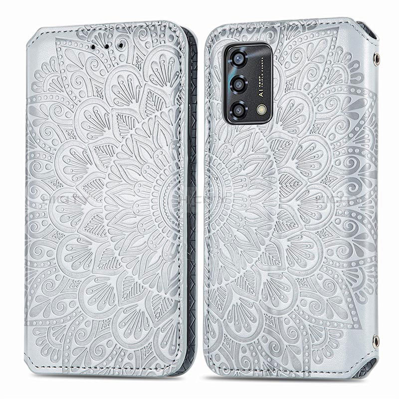 Coque Portefeuille Motif Fantaisie Livre Cuir Etui Clapet S01D pour Oppo A95 4G Argent Plus