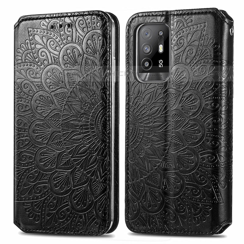 Coque Portefeuille Motif Fantaisie Livre Cuir Etui Clapet S01D pour Oppo F19 Pro+ Plus 5G Noir Plus