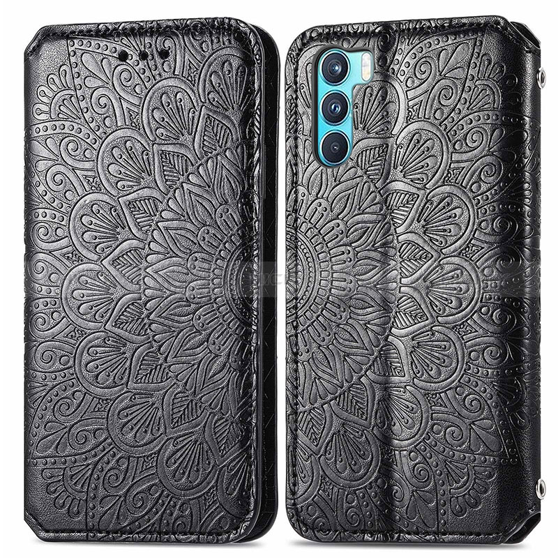 Coque Portefeuille Motif Fantaisie Livre Cuir Etui Clapet S01D pour Oppo K9 Pro 5G Noir Plus