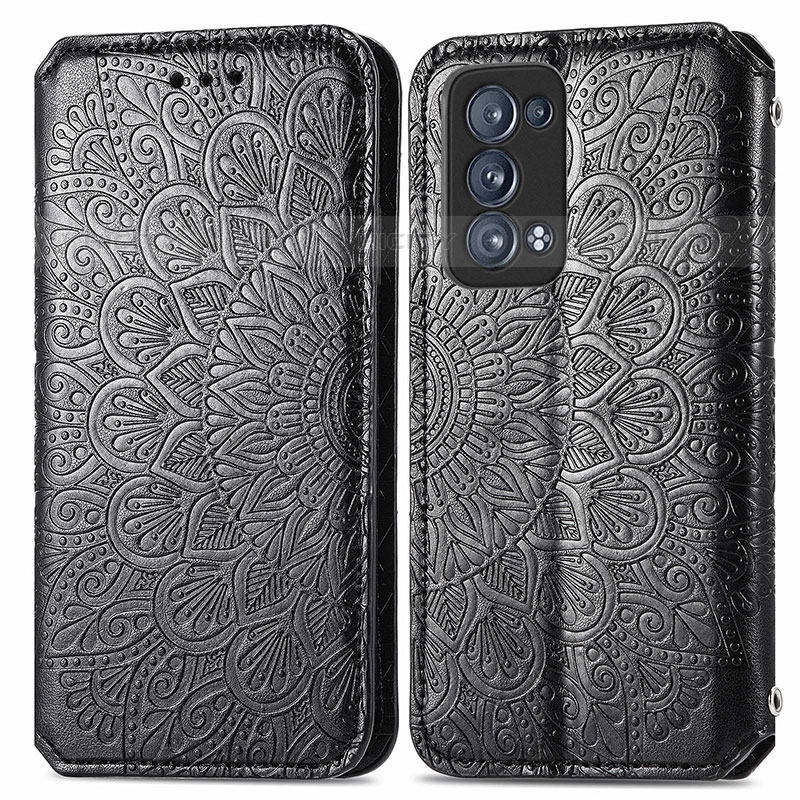 Coque Portefeuille Motif Fantaisie Livre Cuir Etui Clapet S01D pour Oppo Reno6 Pro 5G Noir Plus