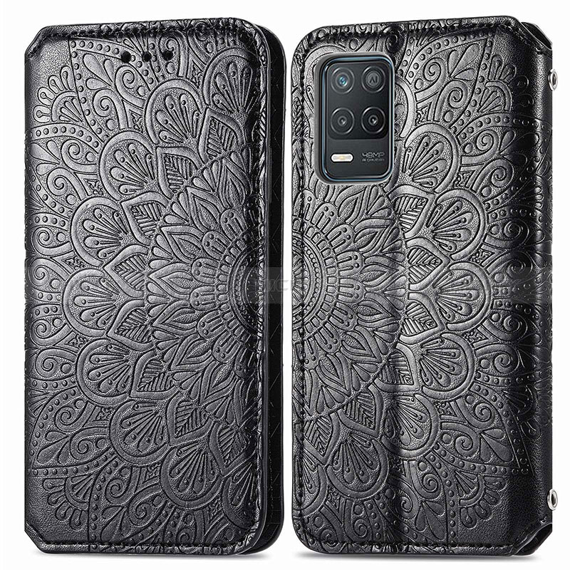 Coque Portefeuille Motif Fantaisie Livre Cuir Etui Clapet S01D pour Realme 8 5G Noir Plus