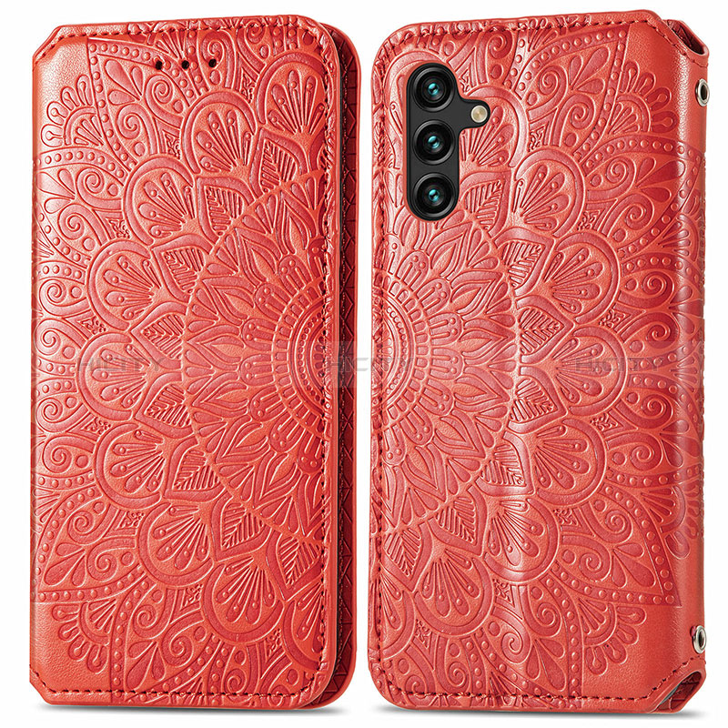 Coque Portefeuille Motif Fantaisie Livre Cuir Etui Clapet S01D pour Samsung Galaxy A04s Rouge Plus