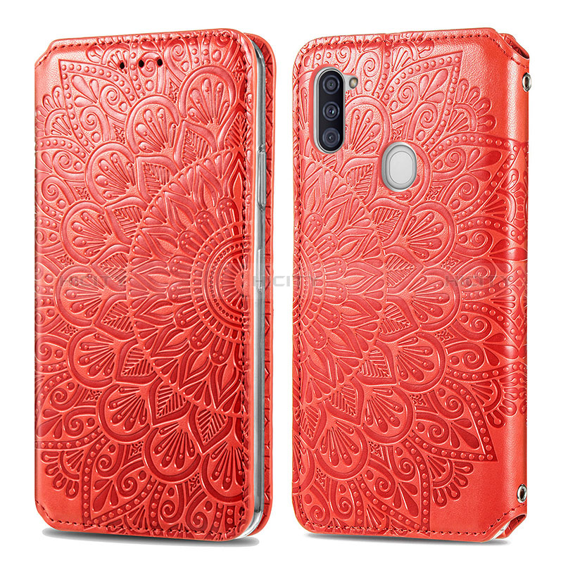 Coque Portefeuille Motif Fantaisie Livre Cuir Etui Clapet S01D pour Samsung Galaxy A11 Rouge Plus