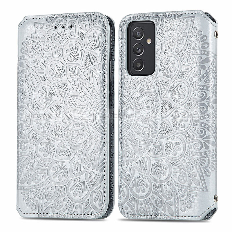 Coque Portefeuille Motif Fantaisie Livre Cuir Etui Clapet S01D pour Samsung Galaxy A15 5G Argent Plus