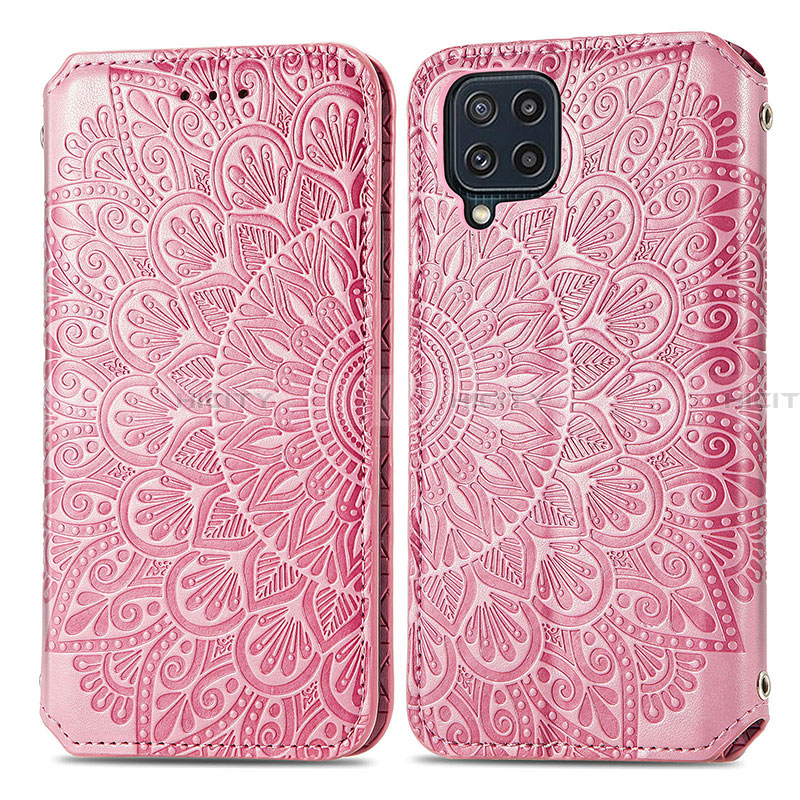 Coque Portefeuille Motif Fantaisie Livre Cuir Etui Clapet S01D pour Samsung Galaxy A22 4G Or Rose Plus