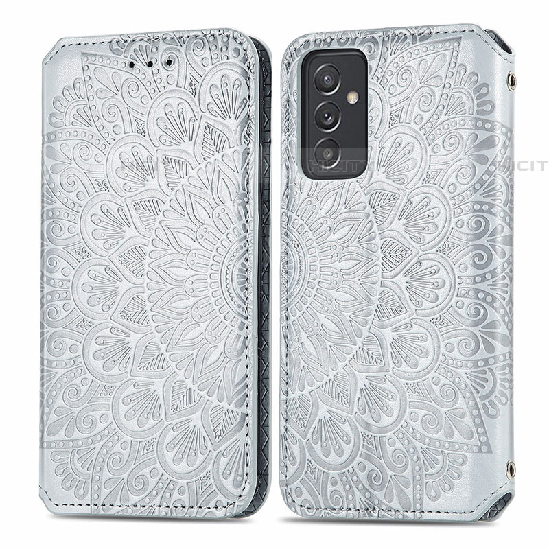 Coque Portefeuille Motif Fantaisie Livre Cuir Etui Clapet S01D pour Samsung Galaxy F34 5G Argent Plus