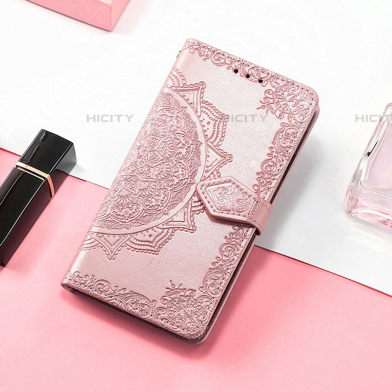 Coque Portefeuille Motif Fantaisie Livre Cuir Etui Clapet S01D pour Samsung Galaxy M13 4G Or Rose Plus