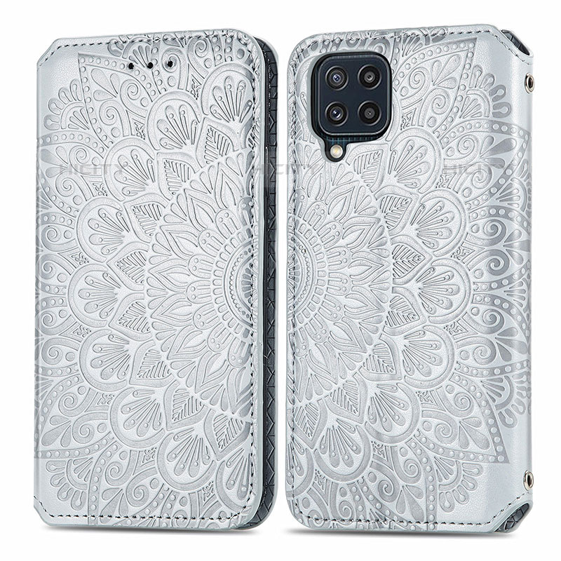 Coque Portefeuille Motif Fantaisie Livre Cuir Etui Clapet S01D pour Samsung Galaxy M32 4G Argent Plus