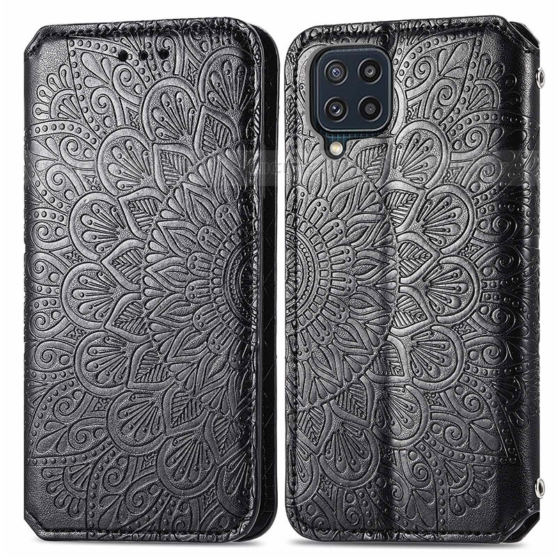 Coque Portefeuille Motif Fantaisie Livre Cuir Etui Clapet S01D pour Samsung Galaxy M32 4G Noir Plus