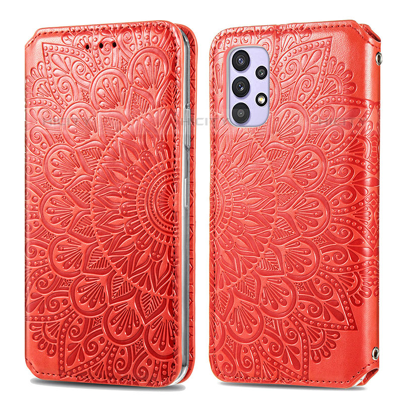 Coque Portefeuille Motif Fantaisie Livre Cuir Etui Clapet S01D pour Samsung Galaxy M32 5G Rouge Plus