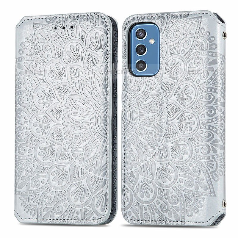 Coque Portefeuille Motif Fantaisie Livre Cuir Etui Clapet S01D pour Samsung Galaxy M52 5G Argent Plus