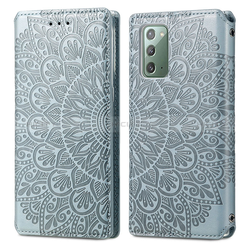 Coque Portefeuille Motif Fantaisie Livre Cuir Etui Clapet S01D pour Samsung Galaxy Note 20 5G Argent Plus