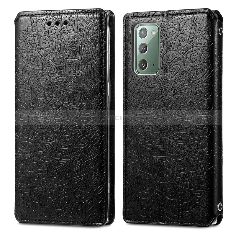 Coque Portefeuille Motif Fantaisie Livre Cuir Etui Clapet S01D pour Samsung Galaxy Note 20 5G Noir Plus