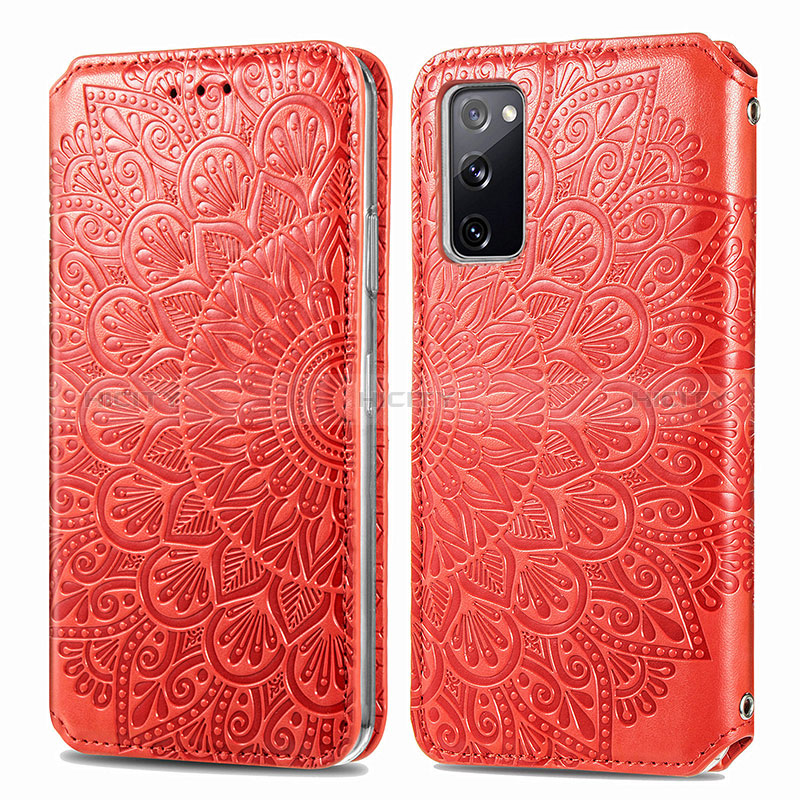 Coque Portefeuille Motif Fantaisie Livre Cuir Etui Clapet S01D pour Samsung Galaxy S20 FE (2022) 5G Rouge Plus