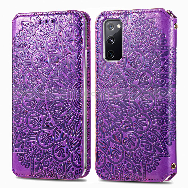 Coque Portefeuille Motif Fantaisie Livre Cuir Etui Clapet S01D pour Samsung Galaxy S20 FE (2022) 5G Violet Plus