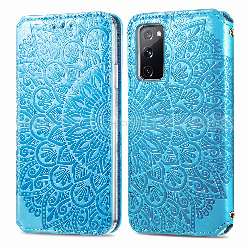 Coque Portefeuille Motif Fantaisie Livre Cuir Etui Clapet S01D pour Samsung Galaxy S20 Lite 5G Bleu Plus