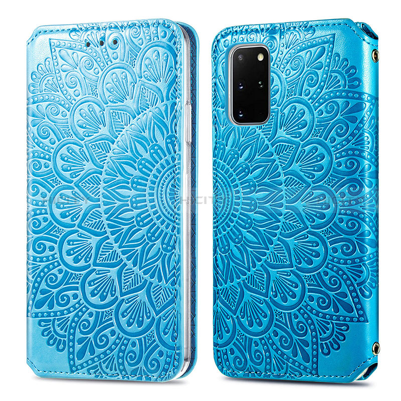 Coque Portefeuille Motif Fantaisie Livre Cuir Etui Clapet S01D pour Samsung Galaxy S20 Plus Bleu Plus