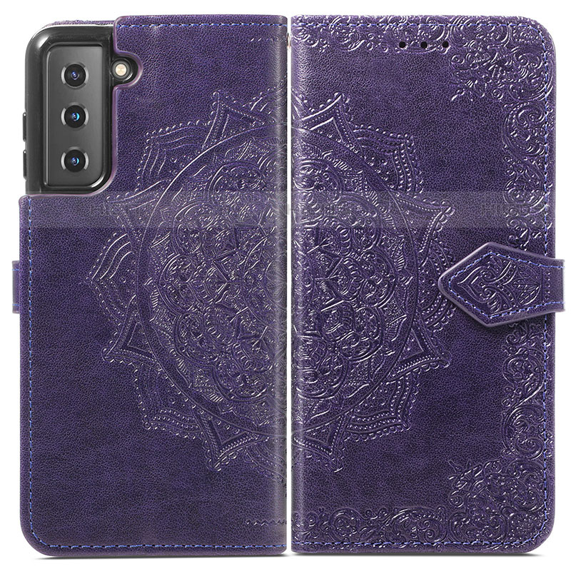 Coque Portefeuille Motif Fantaisie Livre Cuir Etui Clapet S01D pour Samsung Galaxy S22 Plus 5G Violet Plus