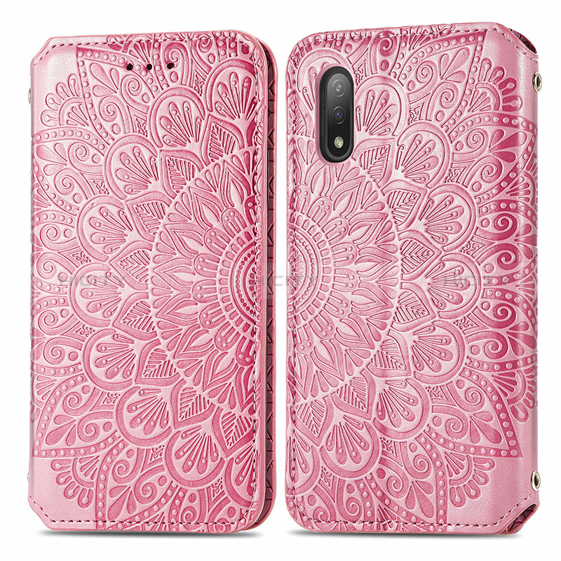 Coque Portefeuille Motif Fantaisie Livre Cuir Etui Clapet S01D pour Sony Xperia Ace II Or Rose Plus