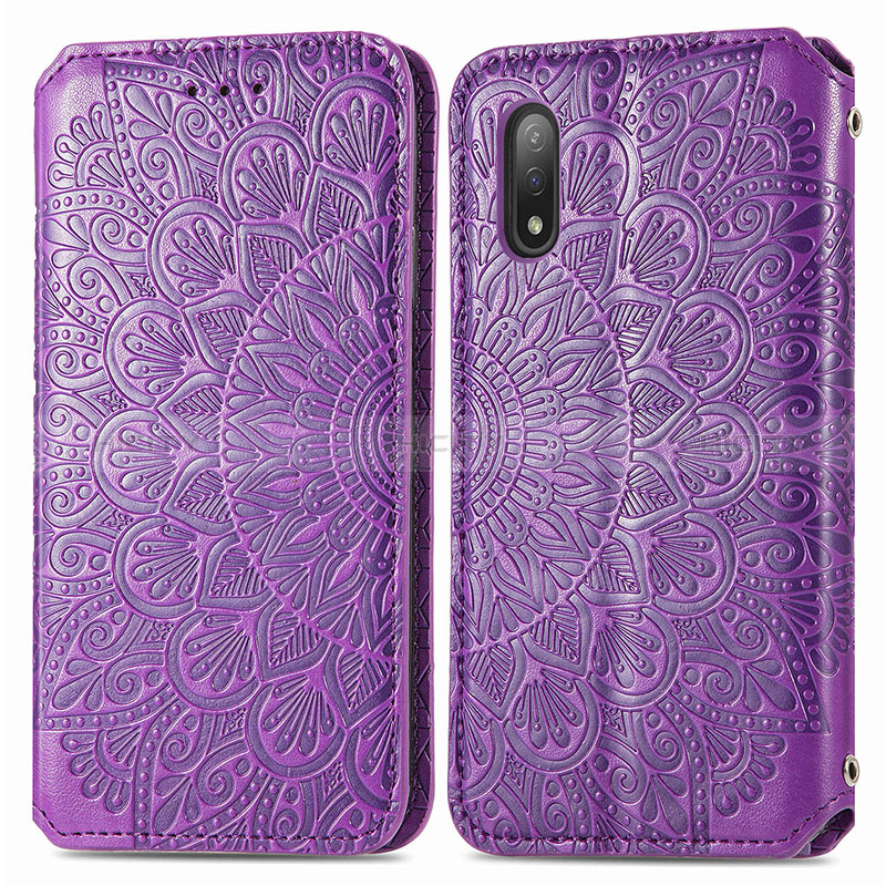 Coque Portefeuille Motif Fantaisie Livre Cuir Etui Clapet S01D pour Sony Xperia Ace II Violet Plus