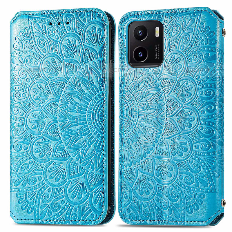 Coque Portefeuille Motif Fantaisie Livre Cuir Etui Clapet S01D pour Vivo iQOO U5x Bleu Plus