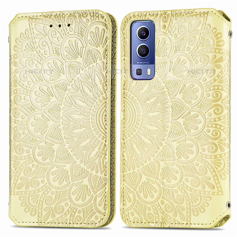 Coque Portefeuille Motif Fantaisie Livre Cuir Etui Clapet S01D pour Vivo iQOO Z3 5G Or Plus