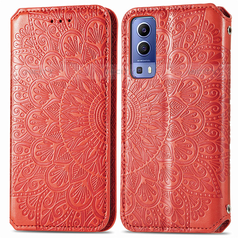 Coque Portefeuille Motif Fantaisie Livre Cuir Etui Clapet S01D pour Vivo iQOO Z3 5G Rouge Plus