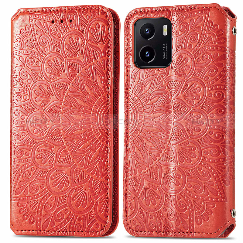 Coque Portefeuille Motif Fantaisie Livre Cuir Etui Clapet S01D pour Vivo Y10 t1 Rouge Plus