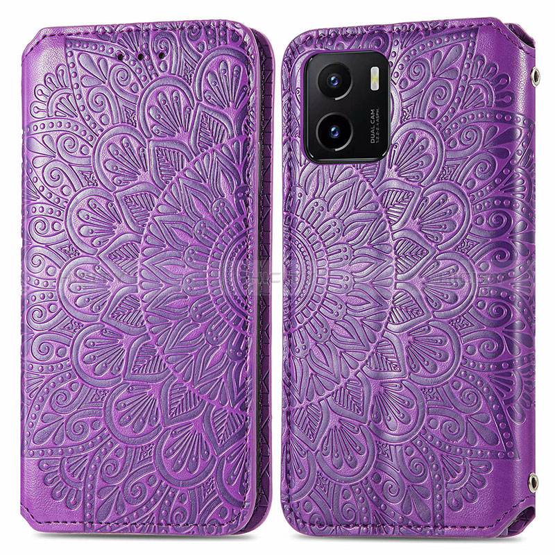 Coque Portefeuille Motif Fantaisie Livre Cuir Etui Clapet S01D pour Vivo Y10 t1 Violet Plus