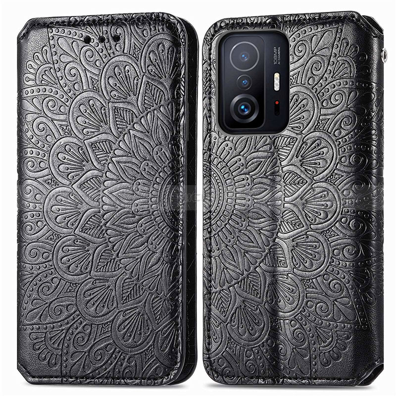 Coque Portefeuille Motif Fantaisie Livre Cuir Etui Clapet S01D pour Xiaomi Mi 11T 5G Noir Plus