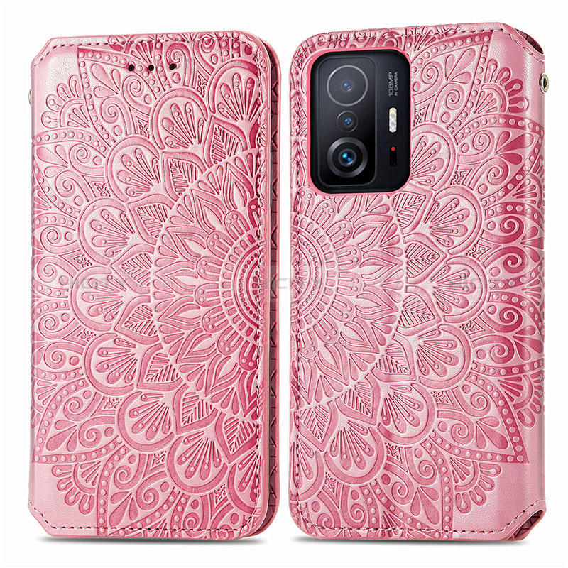 Coque Portefeuille Motif Fantaisie Livre Cuir Etui Clapet S01D pour Xiaomi Mi 11T Pro 5G Or Rose Plus