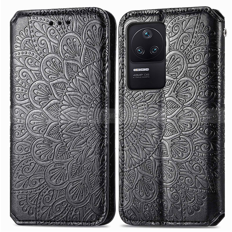 Coque Portefeuille Motif Fantaisie Livre Cuir Etui Clapet S01D pour Xiaomi Poco F4 5G Noir Plus