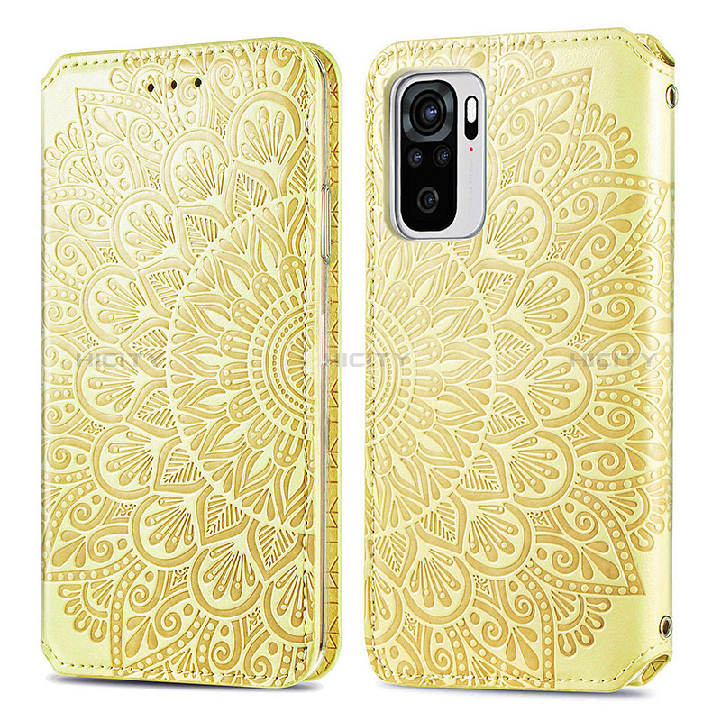 Coque Portefeuille Motif Fantaisie Livre Cuir Etui Clapet S01D pour Xiaomi Poco M5S Or Plus