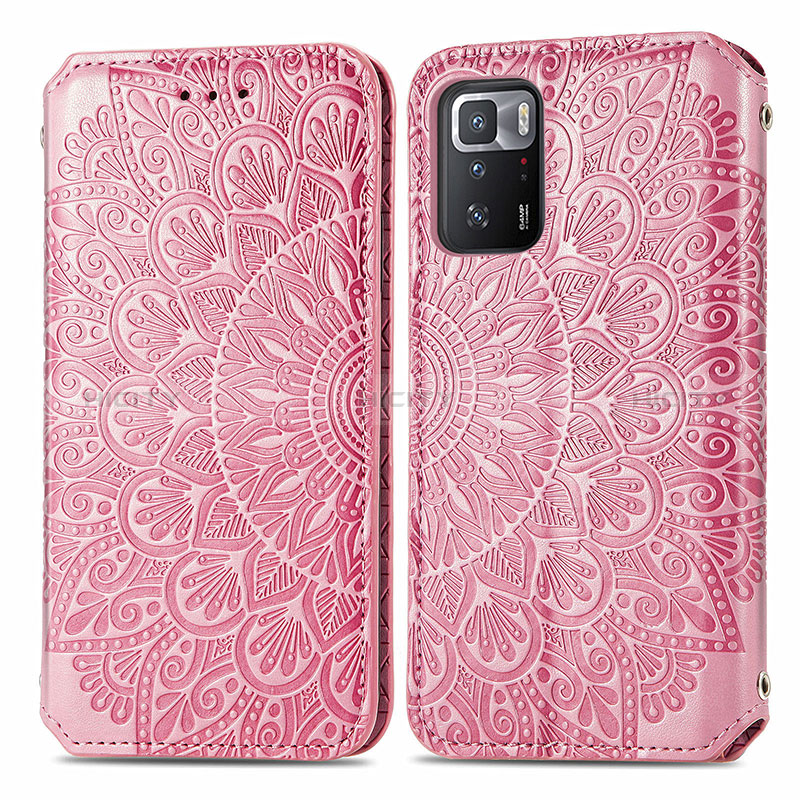 Coque Portefeuille Motif Fantaisie Livre Cuir Etui Clapet S01D pour Xiaomi Poco X3 GT 5G Or Rose Plus