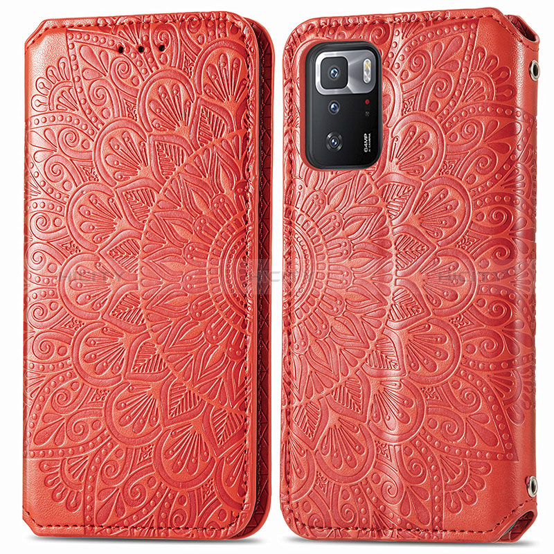 Coque Portefeuille Motif Fantaisie Livre Cuir Etui Clapet S01D pour Xiaomi Poco X3 GT 5G Rouge Plus