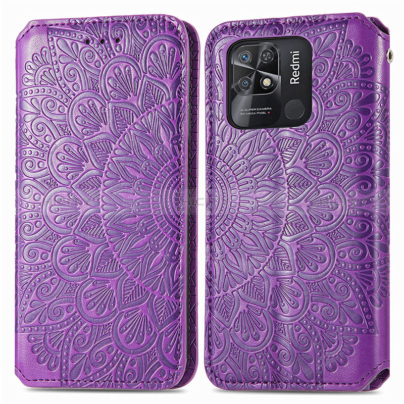 Coque Portefeuille Motif Fantaisie Livre Cuir Etui Clapet S01D pour Xiaomi Redmi 10C 4G Violet Plus