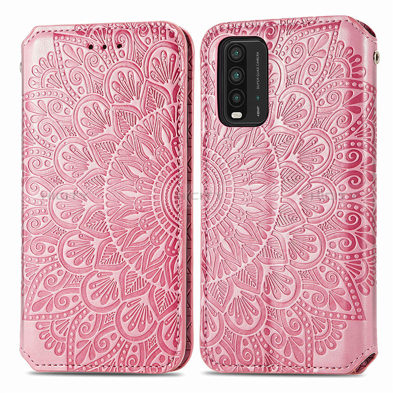 Coque Portefeuille Motif Fantaisie Livre Cuir Etui Clapet S01D pour Xiaomi Redmi 9T 4G Or Rose Plus